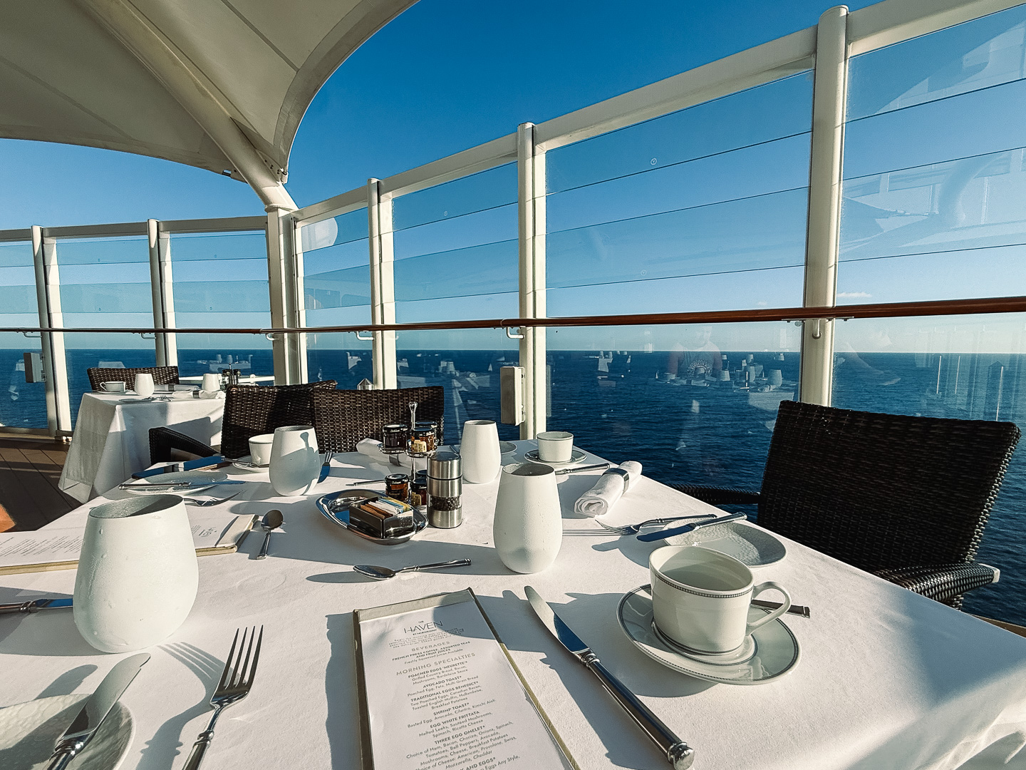 Norwegian Joy Haven restaurant outdoor space at breakfast