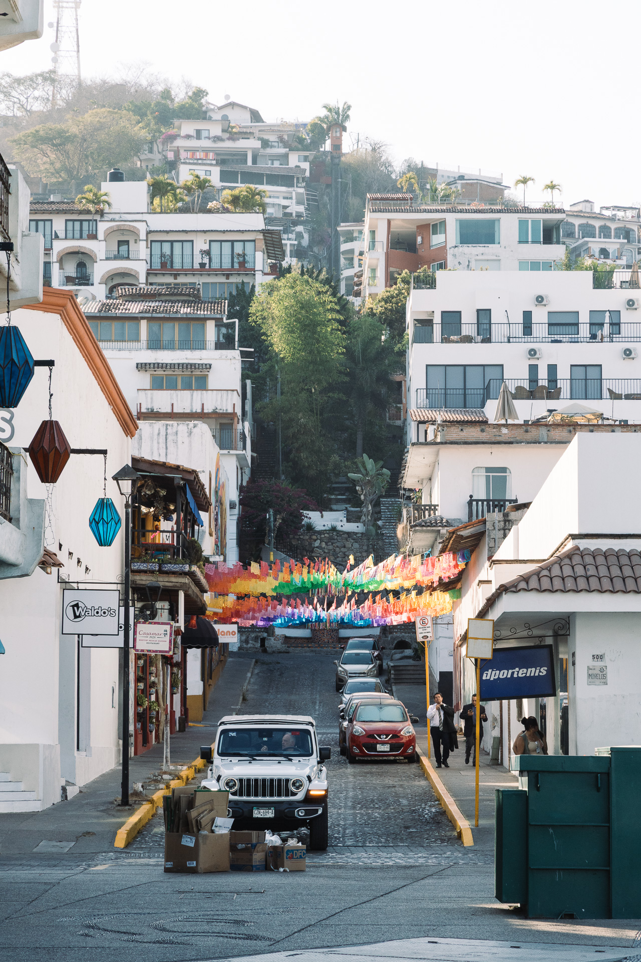 Steep hill, built up with houses